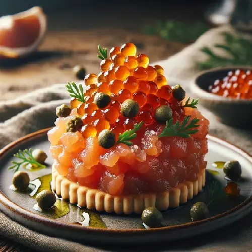 caviar and smoked salmon tartare
