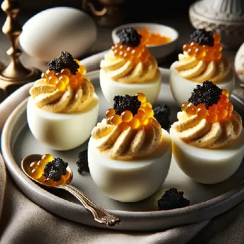 caviar topped deviled eggs