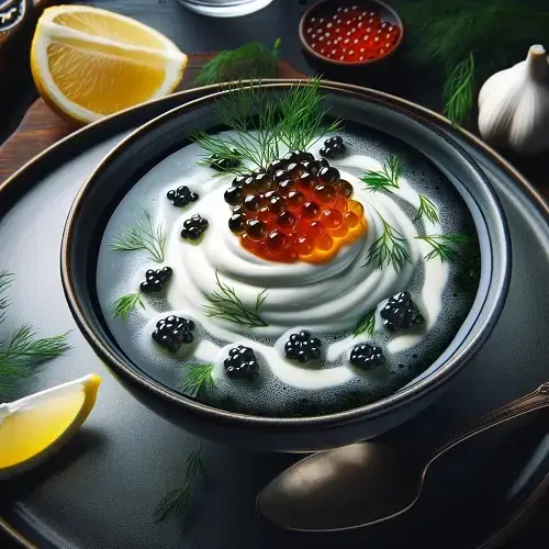 chilled vodka soup with beluga caviar