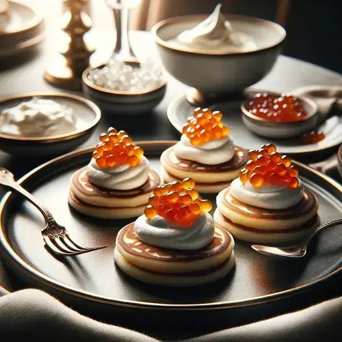 ossetra caviar with blinis