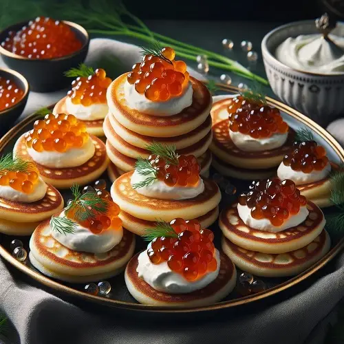classic blinis with beluga caviar