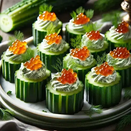 cucumber cups with beluga caviar