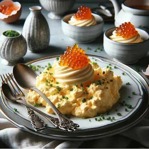ossetra caviar with scrambled eggs