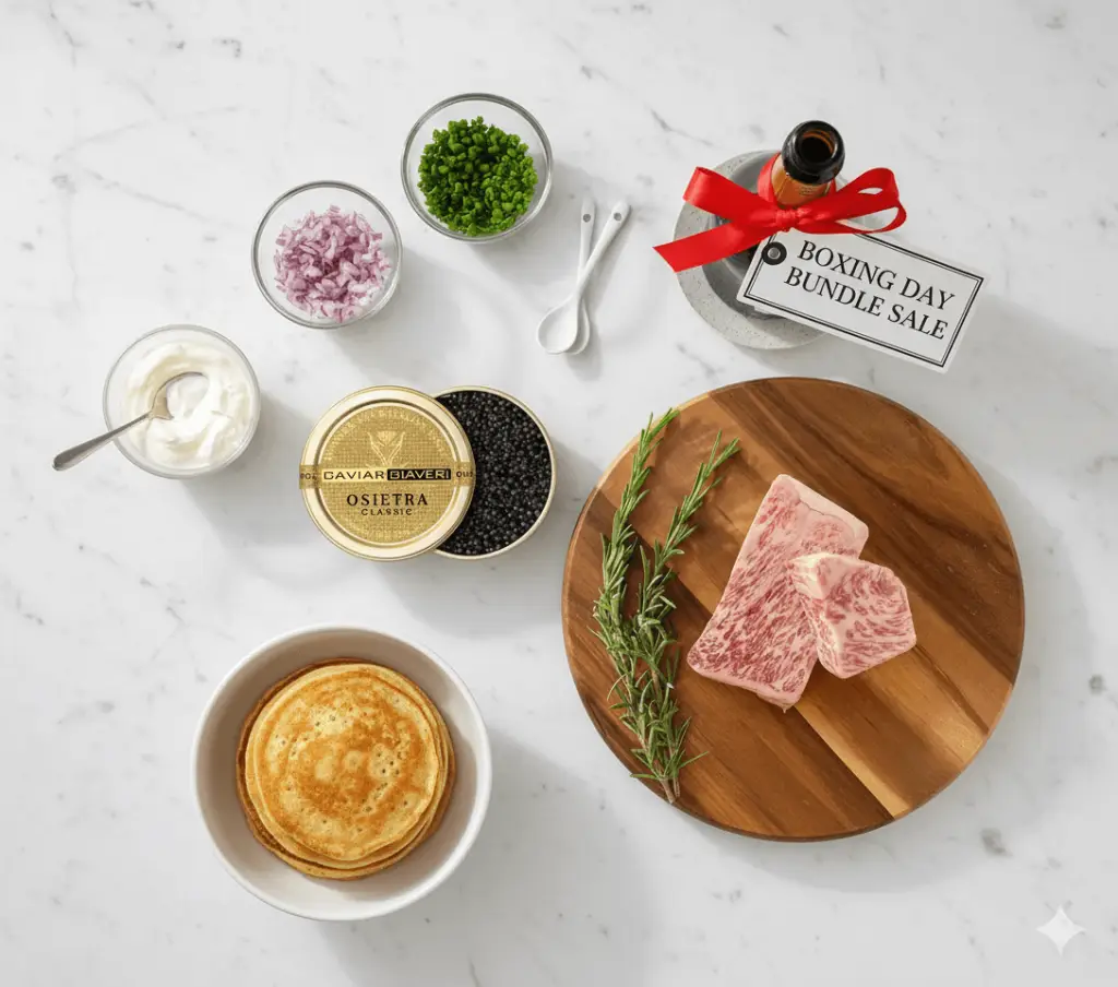 The Perfect Pairing: 1 x 6oz Wagyu Japanese Steaks + 50g Giaveri Osetra Caviar