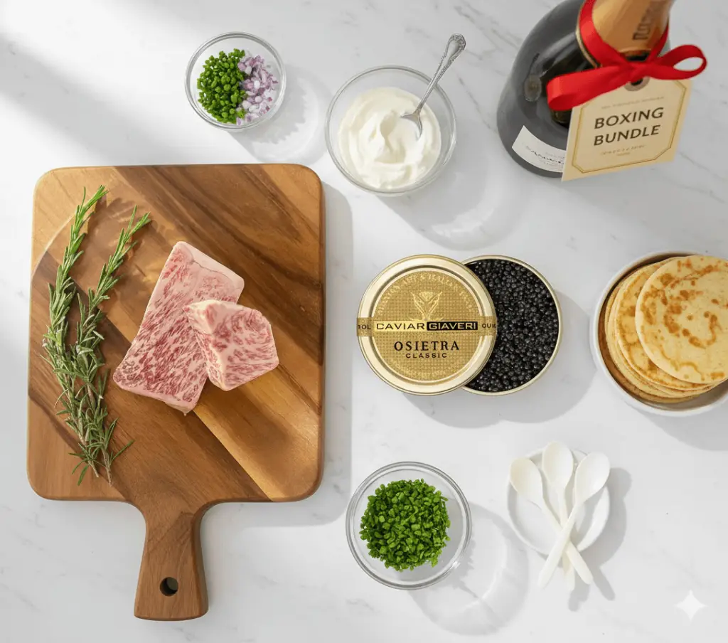 The Ultimate Feast: 2 x 6oz Wagyu Japanese Steaks + 50g Giaveri Osetra Caviar