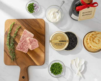 The Ultimate Feast: 2 x 6oz Wagyu Japanese Steaks + 50g Giaveri Osetra Caviar